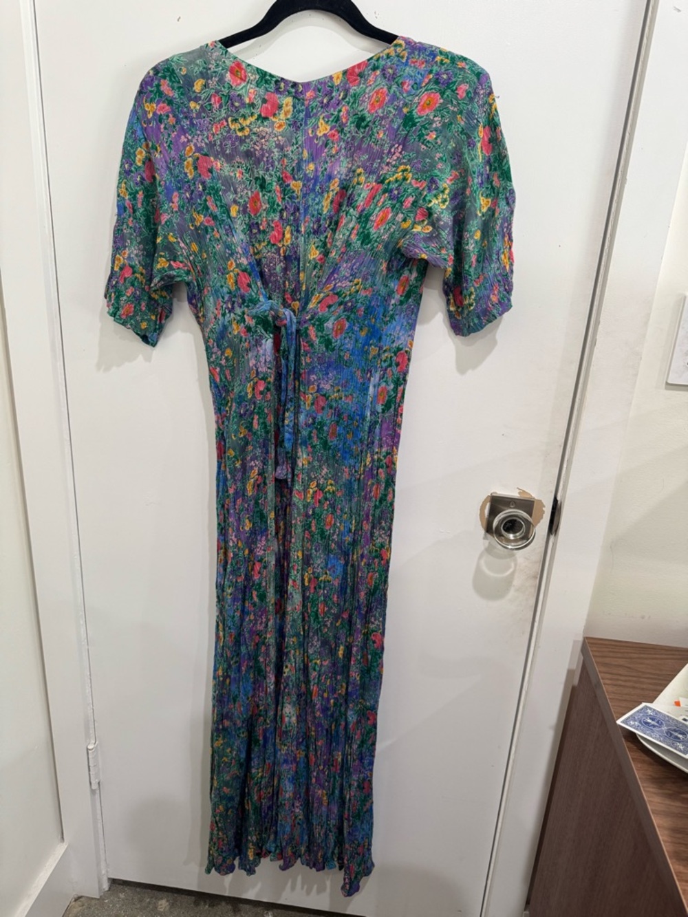 Floral V-Neck Maxi Dress in Purple & Green - Picture 2 of 4